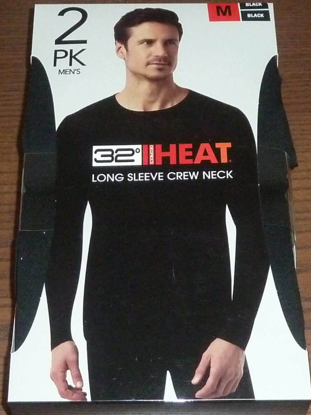 32 Degrees Heat Men's Long Sleeve Crew Neck Tee 2-pack Black Size M